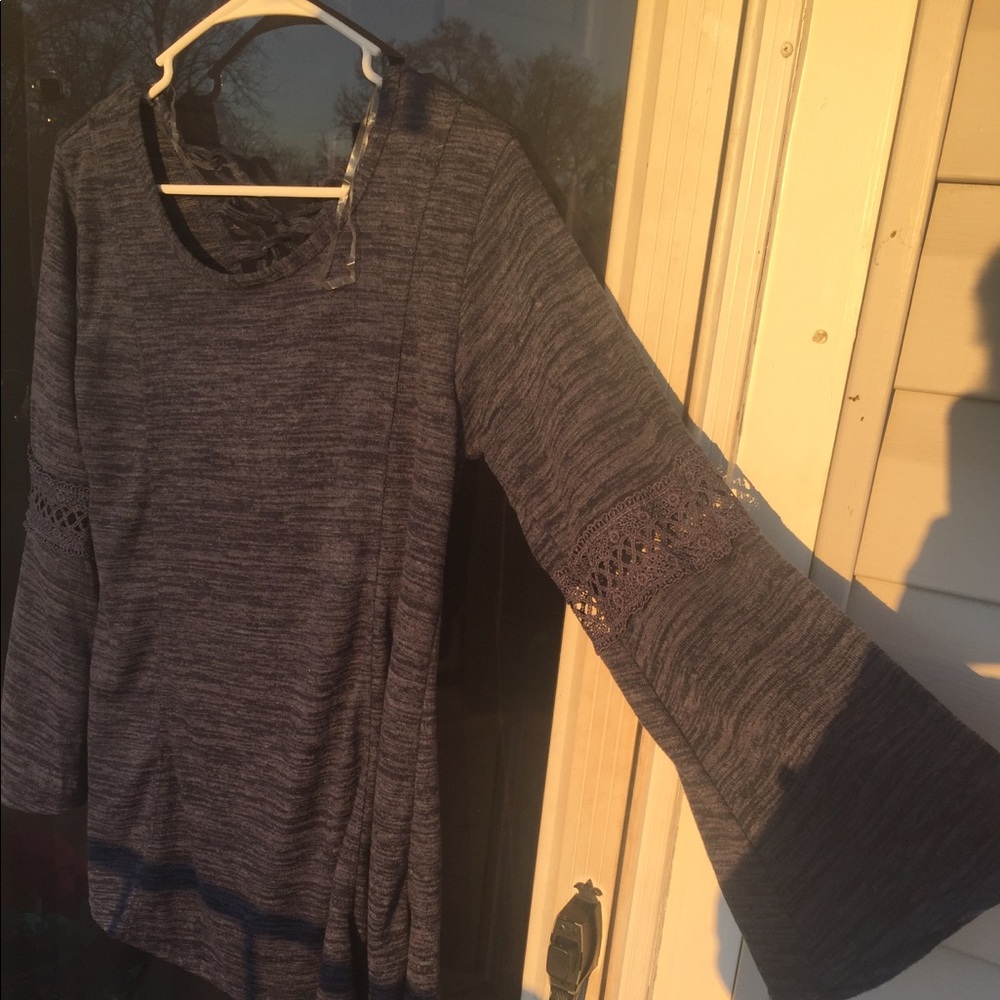 NWT Cross Back Tie Tunic Navy Blue